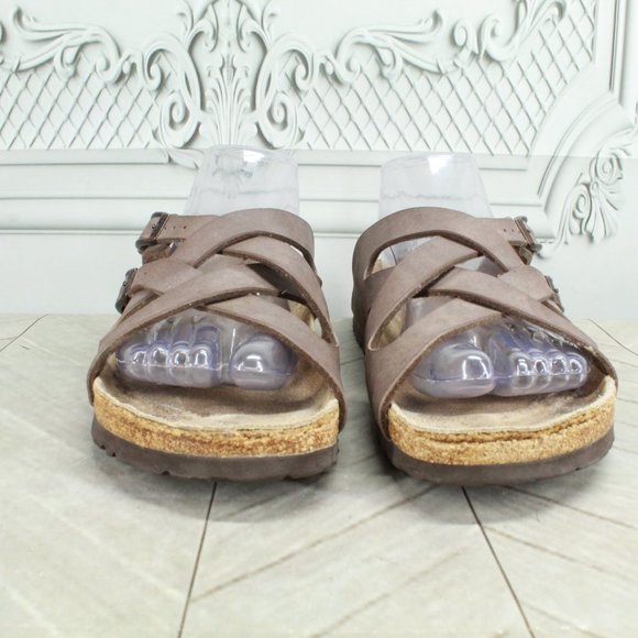 Birkenstock Yao Womens Brown Leather Buckle Slide Flat Sandals Size 9 - Picture 4 of 10